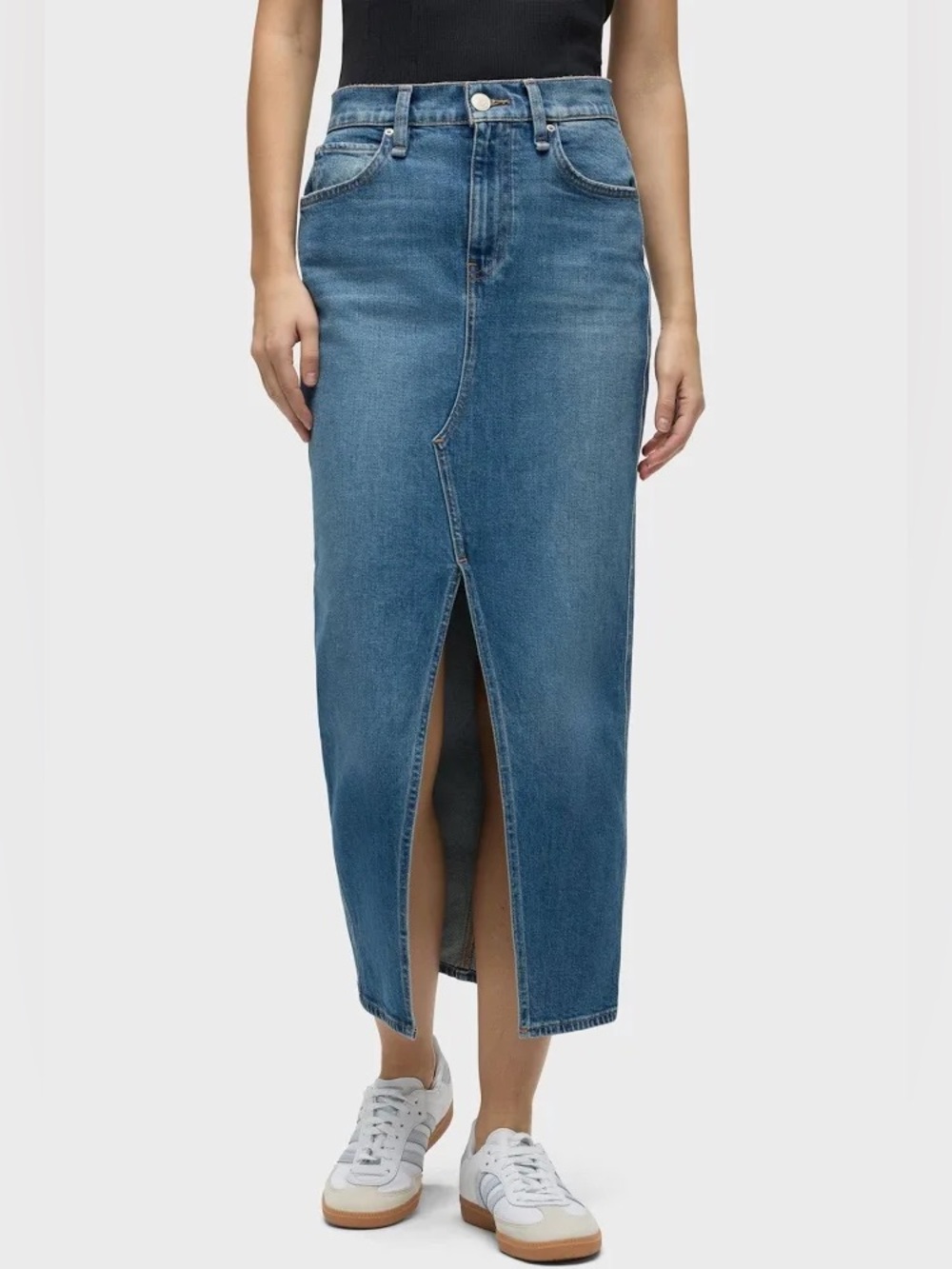 Hudson Jeans Reconstructed Denim Midi Skirt Arianna Wash Size 28
